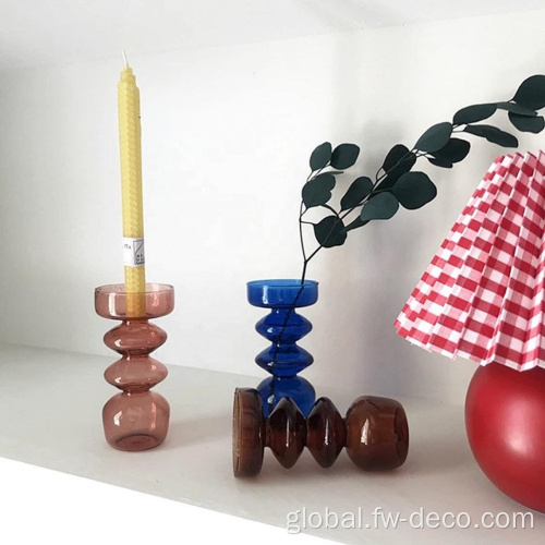 Colored Candle Glass Holders custom colored Scandi glass candle holder candlestick Factory